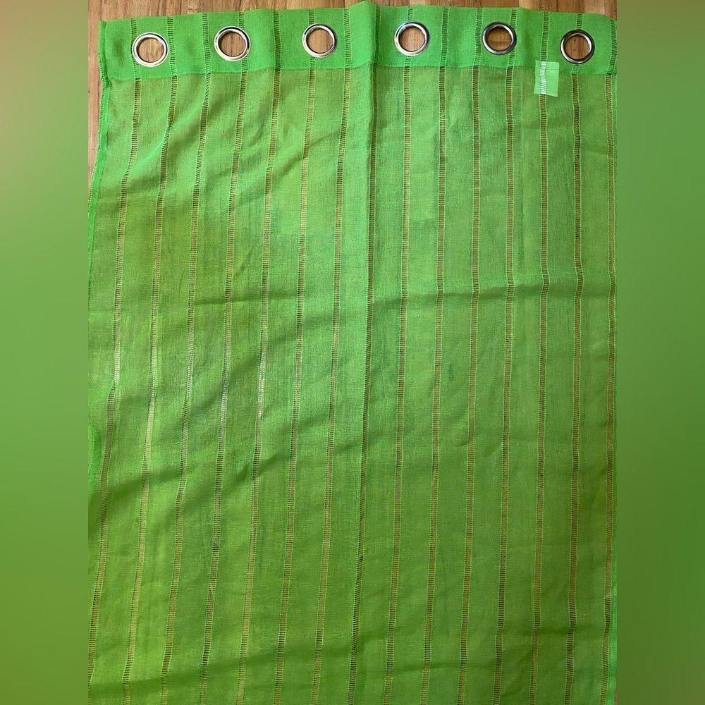 NWT Lime Green Sheer Grommet Long Curtains: 2 Panels 84” L x 52” W Each - Picture 2 of 4